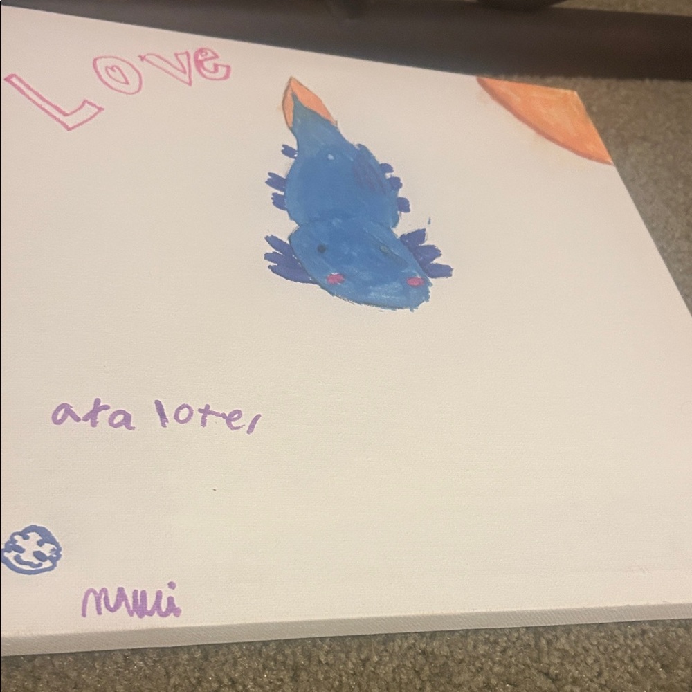 Blue and Orange Axolotl Canvas Art